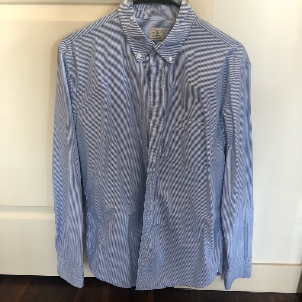 Men’s J.Crew blue and white striped button down